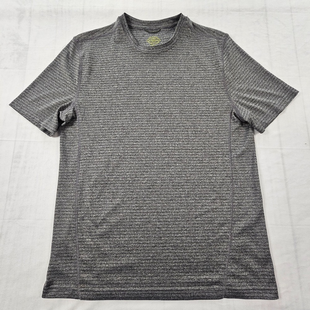 St John's Bay Quick-Dri Gray Striped Short Sleeve Performance T-Shirt Men's S